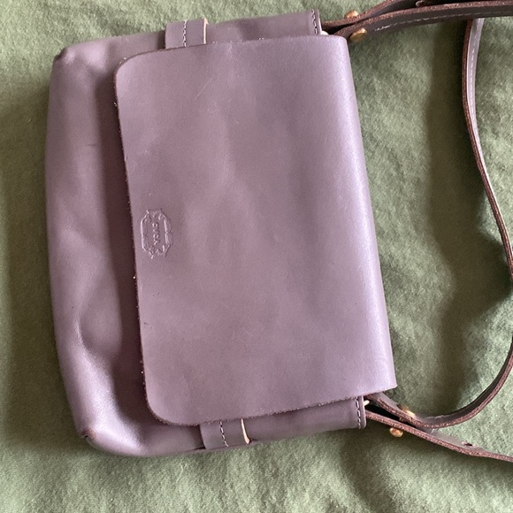CLARE V Women’s Light Gray Leather Crossbody Bag - Picture 11 of 12